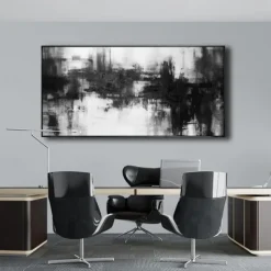 Handmade Oil Painting Canvas Wall Art Decoration Black and White Modern Simple Hand-Painted Abstract Decorative Picture for Home Living Room Decor Rolled Frameless Unstretched Painting