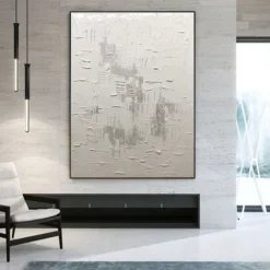 Handmade Oil Painting Canvas Wall Art Decorative Abstract Knife Painting Landscape White For Home Decor Rolled Frameless Unstretched Painting