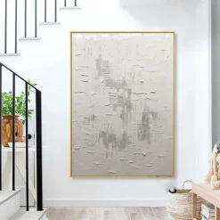Handmade Oil Painting Canvas Wall Art Decorative Abstract Knife Painting Landscape White For Home Decor Rolled Frameless Unstretched Painting