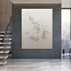 Handmade Oil Painting Canvas Wall Art Decorative Abstract Knife Painting Landscape White For Home Decor Rolled Frameless Unstretched Painting