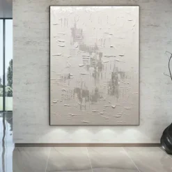 Handmade Oil Painting Canvas Wall Art Decorative Abstract Knife Painting Landscape White For Home Decor Rolled Frameless Unstretched Painting