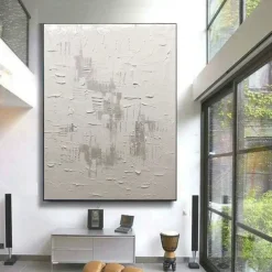 Handmade Oil Painting Canvas Wall Art Decorative Abstract Knife Painting Landscape White For Home Decor Rolled Frameless Unstretched Painting