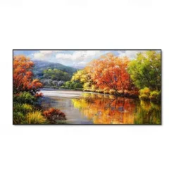 Handmade Oil Painting Canvas Wall Art Decoration Rivers and Lakes Reflect the Natural Scenery Landscape for Home Decor Rolled Frameless Unstretched Painting