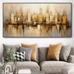 Handmade Oil Painting Canvas Wall Art Decoration Modern Abstract Urban Architecture for Living Room Home Decor Rolled Frameless Unstretched Painting