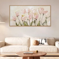 Handmade Oil Painting Canvas Wall Art Decoration Modern Abstract Pink Lily Flower for Living Room Home Decor Rolled Frameless Unstretched Painting