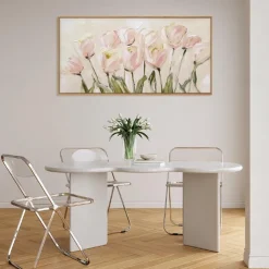 Handmade Oil Painting Canvas Wall Art Decoration Modern Abstract Pink Lily Flower for Living Room Home Decor Rolled Frameless Unstretched Painting