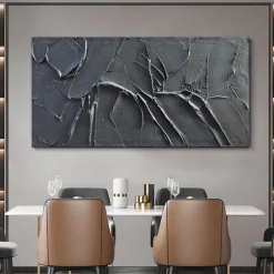Handmade Oil Painting Canvas Wall Art Decoration Modern Abstract Texture Black for Living Room Home Decor Rolled Frameless Unstretched Painting
