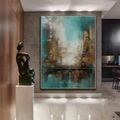 Handmade Oil Painting Canvas Wall Art Decoration Abstract Architecture Landscape for Home Decor Rolled Frameless Unstretched Painting