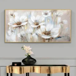 Handmade Oil Painting Canvas Wall Art Decoration Modern Abstract Flowers Texture for Living Room Home Decor Rolled Frameless Unstretched Painting