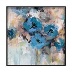 Handmade Oil Painting Canvas Wall Art Decoration Modern Abstract Blue Rose Flower for Home Decor Rolled Frameless Unstretched Painting