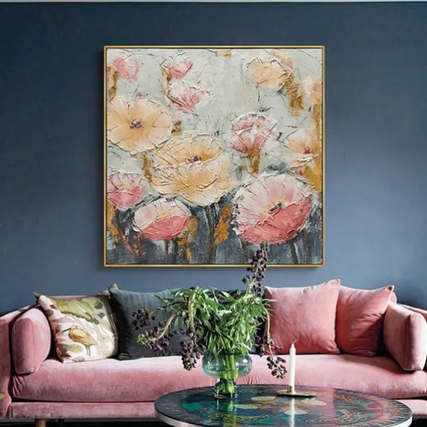 Handmade Oil Painting Canvas Wall Art Decoration Modern Flowers for Home Decor Rolled Frameless Unstretched Painting