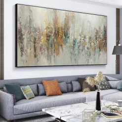 Handmade Oil Painting Canvas Wall Art Decoration Nordic Modern Abstract Texture Decorative Pictures for Living Room Home Decor Rolled Frameless Unstretched Painting