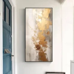 Handmade Oil Painting Canvas Wall Art Decoration Modern Abstract Golden Texture for Home Decor Rolled Frameless Unstretched Painting