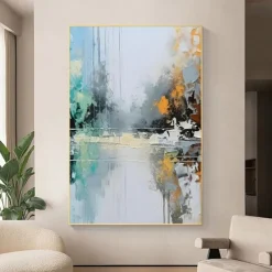 Handmade Oil Painting Canvas Wall Art Decoration Vertical Modern Abstract Art for Home Living Room Hallway Decor Rolled Frameless Unstretched Painting