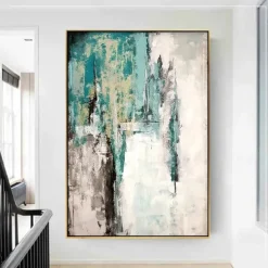 Handmade Oil Painting Canvas Wall Art Decoration Vertical Modern Abstract Art for Home Living Room Hallway Decor Rolled Frameless Unstretched Painting