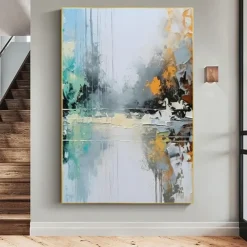 Handmade Oil Painting Canvas Wall Art Decoration Vertical Modern Abstract Art for Home Living Room Hallway Decor Rolled Frameless Unstretched Painting
