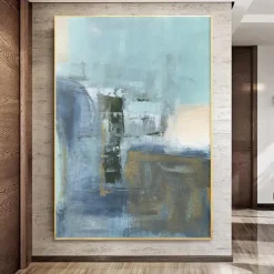 Handmade Oil Painting Canvas Wall Art Decoration Vertical Modern Abstract Art for Home Living Room Hallway Decor Rolled Frameless Unstretched Painting
