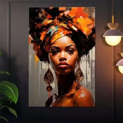 Handmade Oil Painting Canvas Wall Art Decoration Figure Portrait African Beautiful Girl Abstract for Home Decor Rolled Frameless Unstretched Painting