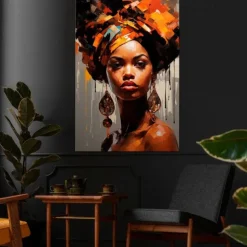 Handmade Oil Painting Canvas Wall Art Decoration Figure Portrait African Beautiful Girl Abstract for Home Decor Rolled Frameless Unstretched Painting