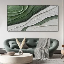 Handmade Oil Painting Canvas Wall Art Decoration Modern Green Abstract Texture for Living Room Home Decor Rolled Frameless Unstretched Painting