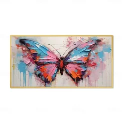 Handmade Oil Painting Canvas Wall Art Decoration Modern Abstract Texture Knife Drawing colorful Butterflie for Living Room Home Decor Rolled Frameless Unstretched Painting