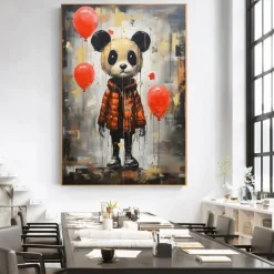 Handmade Oil Painting Canvas Wall Art Decoration Animal Abstract Creative Personality Panda for Home Decor Rolled Frameless Unstretched Painting