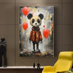 Handmade Oil Painting Canvas Wall Art Decoration Animal Abstract Creative Personality Panda for Home Decor Rolled Frameless Unstretched Painting
