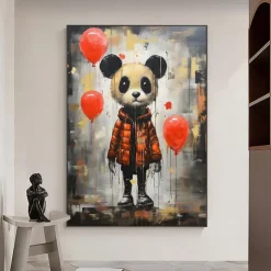 Handmade Oil Painting Canvas Wall Art Decoration Animal Abstract Creative Personality Panda for Home Decor Rolled Frameless Unstretched Painting