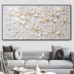 Handmade Oil Painting Canvas Wall Art Decoration Abstract 3D Palette Knife Abstract Texture Flowers for Home Decor Rolled Frameless Unstretched Painting