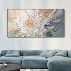 Handmade Oil Painting Canvas Wall Art Decoration Abstract 3D Palette Knife Abstract Texture Flowers for Home Decor Rolled Frameless Unstretched Painting