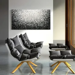 Handmade Oil Painting Canvas Wall Art Decoration Modern Abstract Texture Black White for Living Room Home Decor Rolled Frameless Unstretched Painting