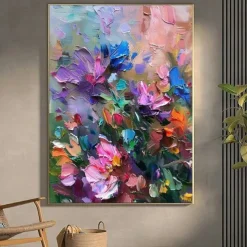 Handmade Oil Painting Canvas Wall Art Decoration Abstract Flowers for Home Decor Rolled Frameless Unstretched Painting