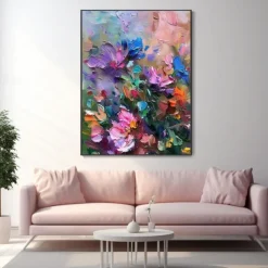 Handmade Oil Painting Canvas Wall Art Decoration Abstract Flowers for Home Decor Rolled Frameless Unstretched Painting