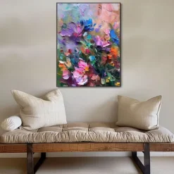 Handmade Oil Painting Canvas Wall Art Decoration Abstract Flowers for Home Decor Rolled Frameless Unstretched Painting