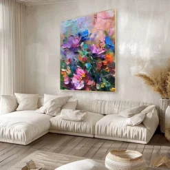Handmade Oil Painting Canvas Wall Art Decoration Abstract Flowers for Home Decor Rolled Frameless Unstretched Painting