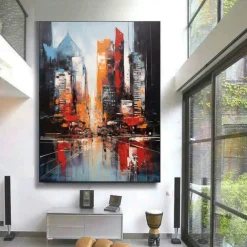 Handmade Oil PaintingCanvasWall Art DecorationAbstract Knife PaintingSea View BlueFor Home Decor Rolled Frameless Unstressed Painting