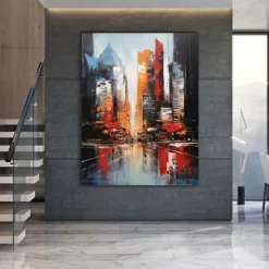 Handmade Oil PaintingCanvasWall Art DecorationAbstract Knife PaintingSea View BlueFor Home Decor Rolled Frameless Unstressed Painting