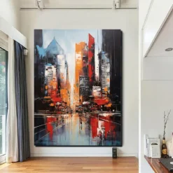 Handmade Oil PaintingCanvasWall Art DecorationAbstract Knife PaintingSea View BlueFor Home Decor Rolled Frameless Unstressed Painting