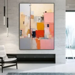 Handmade Oil PaintingCanvasWall Art DecorationAbstract Knife PaintingLandscape Warm ColorsFor Home Decor Rolled Frameless Unstressed Painting