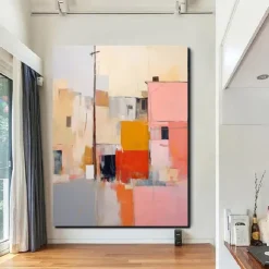 Handmade Oil PaintingCanvasWall Art DecorationAbstract Knife PaintingLandscape Warm ColorsFor Home Decor Rolled Frameless Unstressed Painting