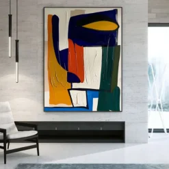 Handmade Oil PaintingCanvasWall Art DecorationAbstract Knife PaintingLandscape BlueFor Home Decor Rolled Frameless Unstressed Painting