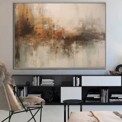 Handmade Oil PaintingCanvasWall Art DecorationAbstract Knife PaintingLandscape GreyFor Home Decor Rolled Frameless Unstressed Painting