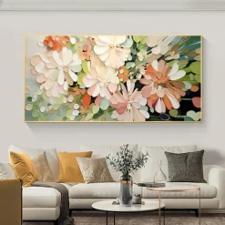 Handmade Original Blooming flowers and plants Oil Painting On Canvas Abstract Art Painting for Home Decor With Stretched Frame/Without Inner Frame Painting