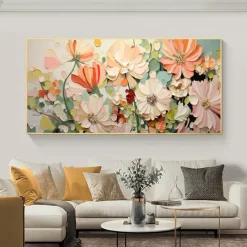 Handmade Original Blooming flowers and plants Oil Painting On Canvas Abstract Art Painting for Home Decor With Stretched Frame/Without Inner Frame Painting