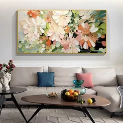 Handmade Original Blooming flowers and plants Oil Painting On Canvas Abstract Art Painting for Home Decor With Stretched Frame/Without Inner Frame Painting