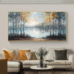 Handmade Original Colorful Forest Oil Painting On Canvas Wall Abstract Tree Landscape Painting for Home Decor With Stretched Frame/Without Inner Frame Painting