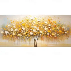 Handmade Original Golden Tree Painting Fall Decor Thick Oil Painting Tree Of Life Art Flower Wall Art Large Tree Paintings No Frame