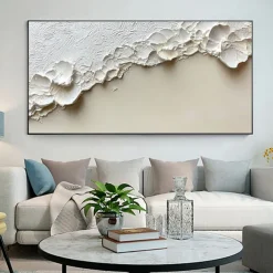 Handmade Original Thick Textured Beach Oil Painting On Canvas Abstract Minimalist Ocean Waves Wall Art for Home Decor With Stretched FrameWithout Inner Frame Painting
