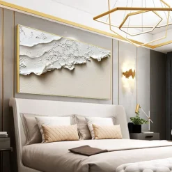 Handmade Original Thick Textured Beach Oil Painting On Canvas Abstract Minimalist Ocean Waves Wall Art for Home Decor With Stretched FrameWithout Inner Frame Painting