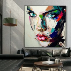 Handmade Wall Art Palette Figure Portrait Woman Face Home Wall Decor Rolled Canvas (No Frame)